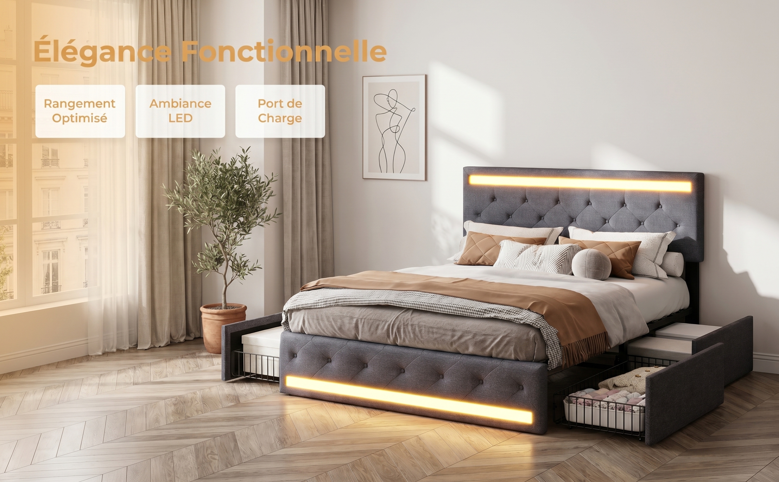Lit Double Rembourré